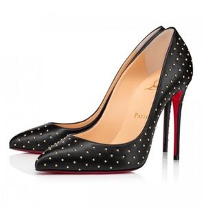 Christian Louboutin Pigalle Follies Plume Mini Gold Nappa 100 Pumps Heels 37